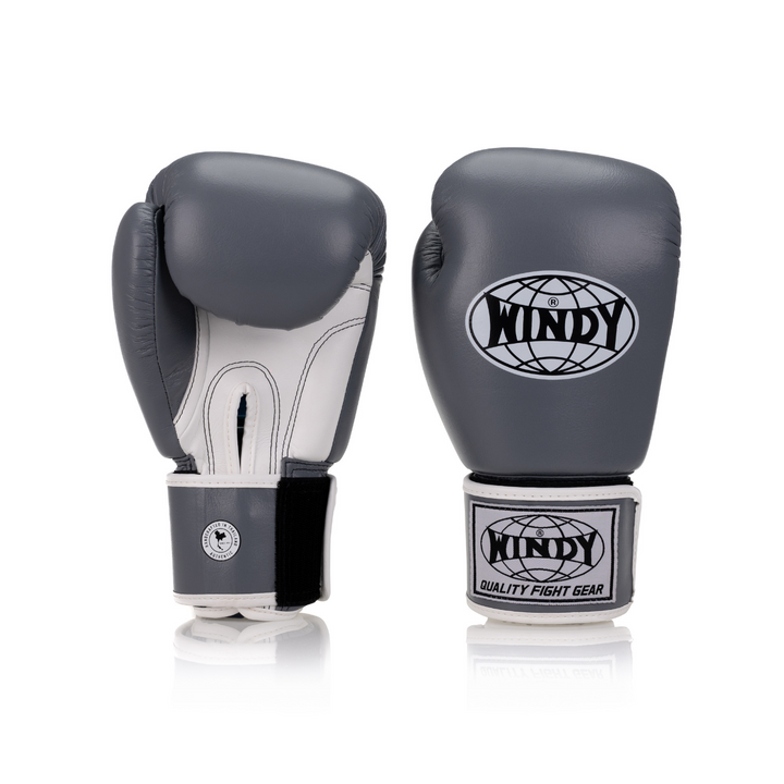 Windy Grey BGVHU Gloves. Classic Microfiber Gloves for Boxing and Muay Thai