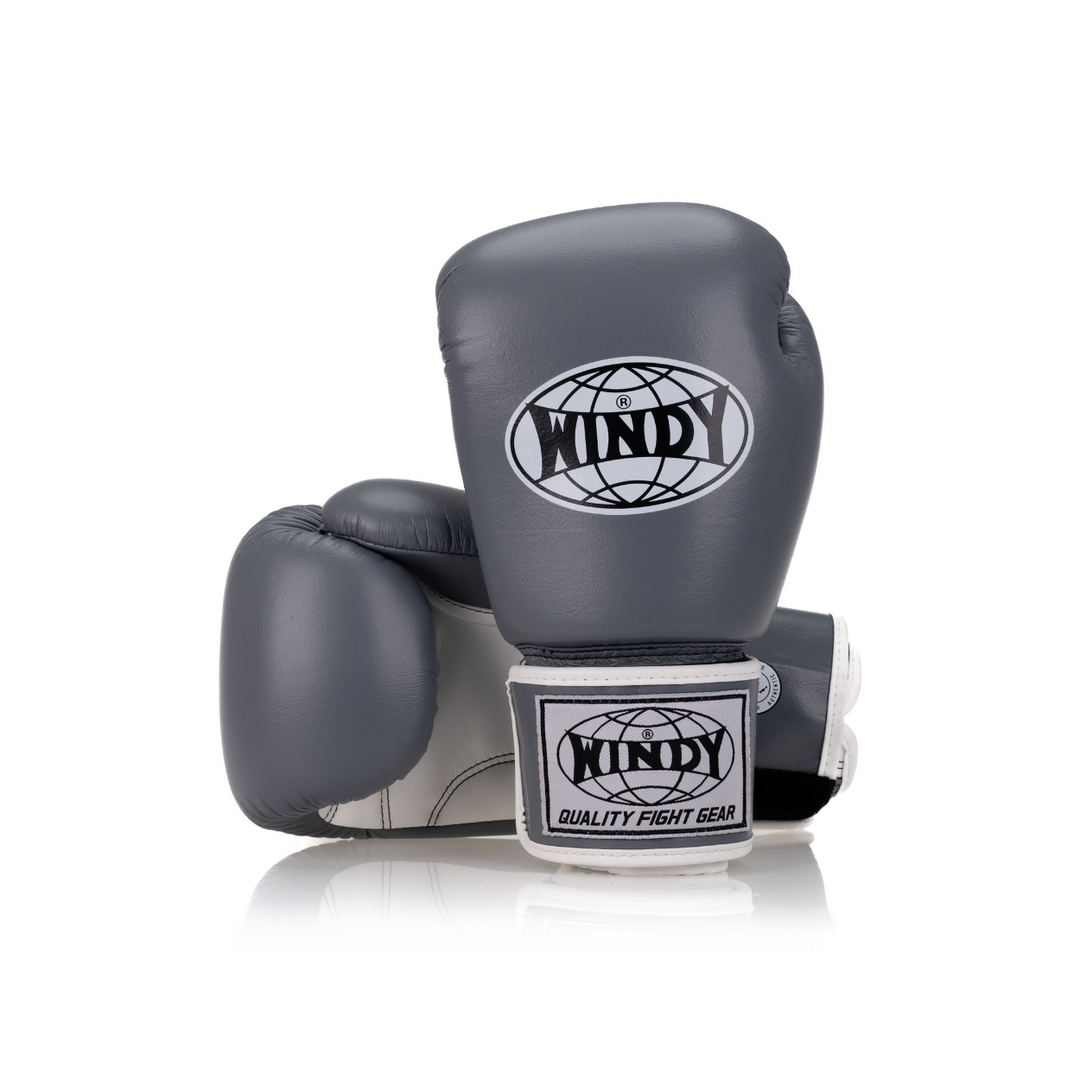 Windy Grey BGVHU Gloves. Classic Microfiber Gloves for Boxing and Muay Thai