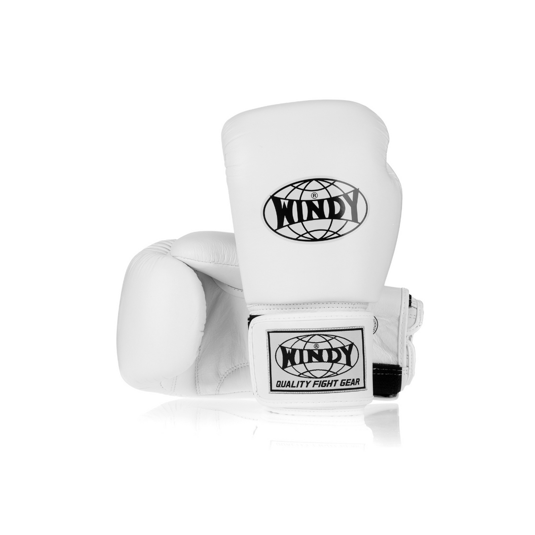 Windy White BGVH Gloves. Classic Genuine Leather Gloves for Boxing and Muay Thai